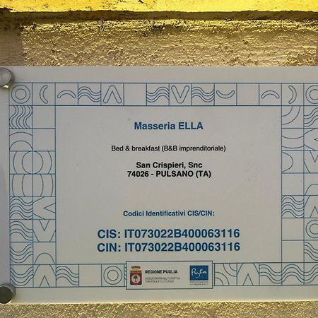 Masseria Ella Pulsano Buitenkant foto